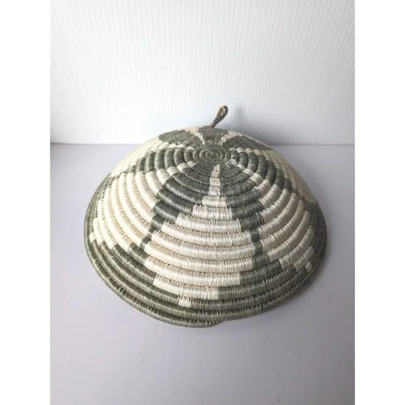 Coil African Basket Sisal  Maisha Hope Luck Bowl Wall Green Flower Handcrafted - Picture 2 of 7
